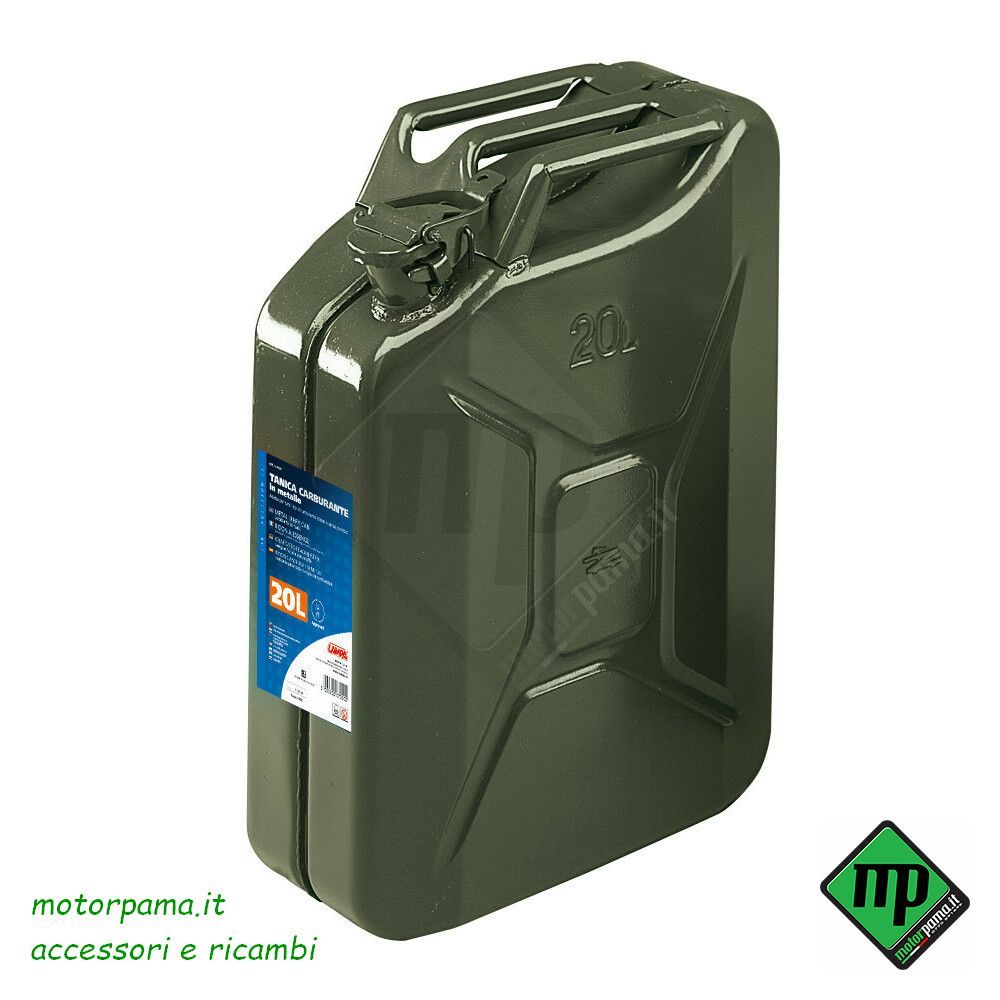 Altro: LT 20 - Tanica benzina / diesel in metallo verde per trasporto  carburante